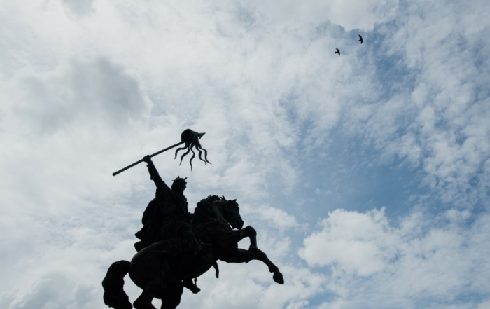 Statue équestre de Guillaume le Conquérant à Falaise, sculptée par Louis Rochet